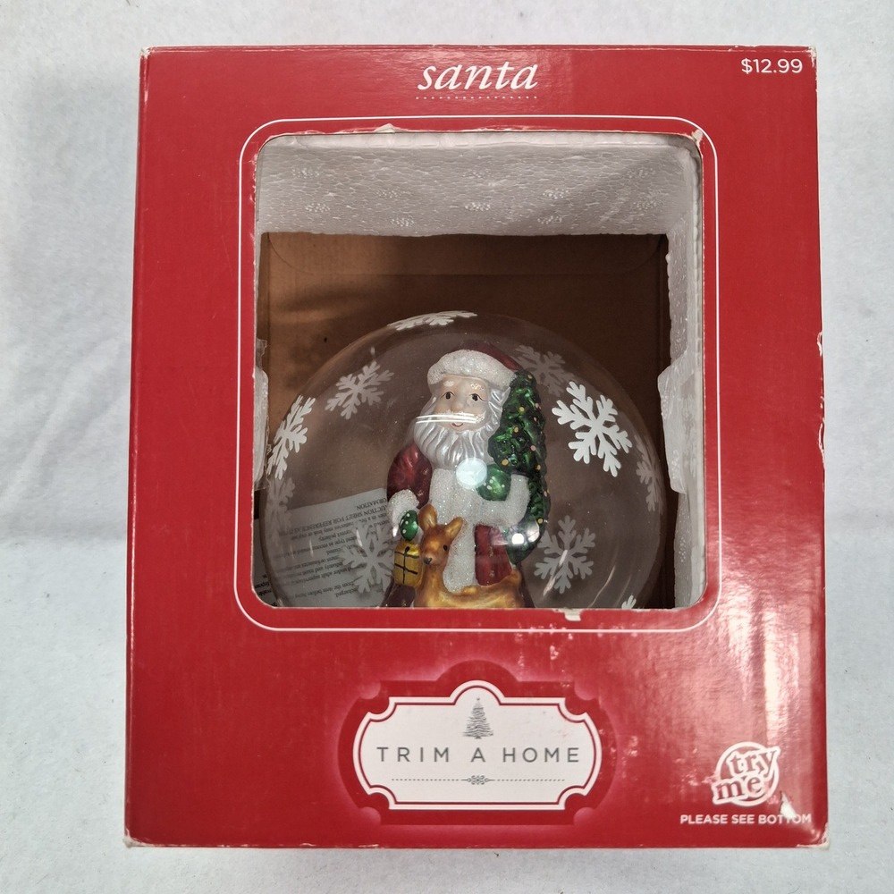 Trim A Home Glass Globe Santa Reindeer LED Color Changing Christmas EUC